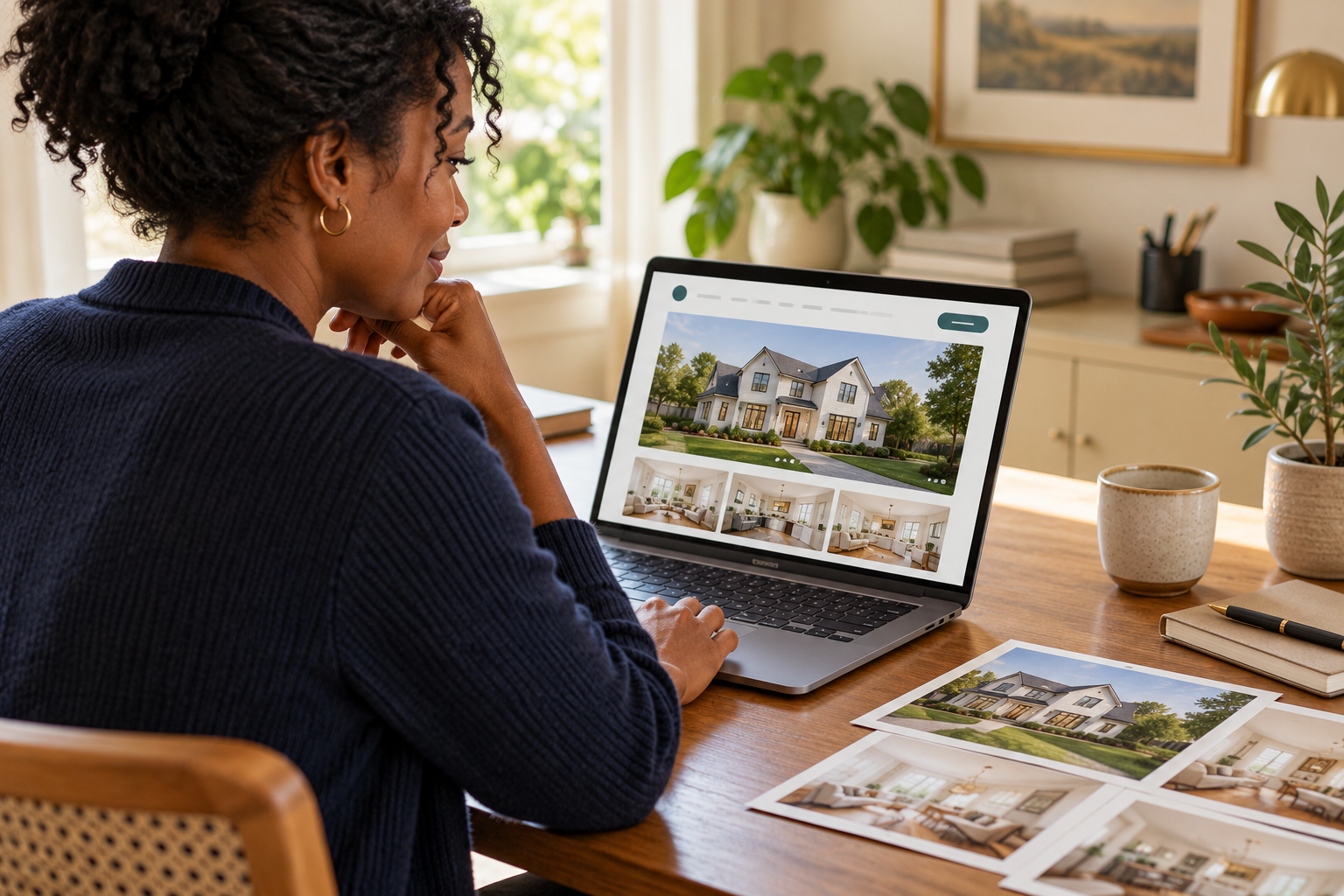 A property owner reviewing a housing website on a laptop.