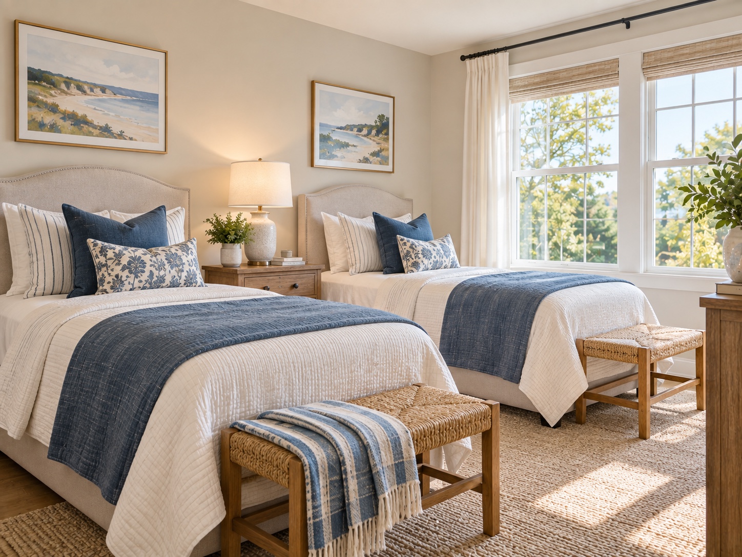Bright furnished bedroom representing a Calm Waters housing opportunity